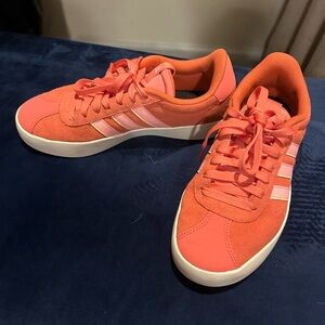 Adidas Women's Coral and White Sneakers